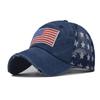 Pure Cotton Washed Hole Five-pointed Star National Flag Baseball Cap Ponytail Hat Foreign Trade European and American Tide Curved Brim Cap