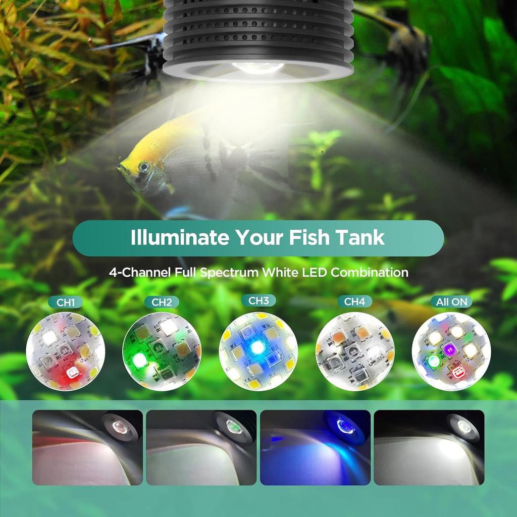 Lominie Aquarium Plant Light LED Aquarium Light Nano Freshwater Fish Tank LED Light for Refugium Planted Tank with Gooseneck