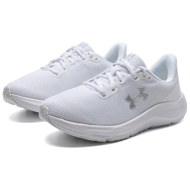 Under Armour Charged Pursuit 4 белые металлические серебристые женские кроссовки 3028261-101