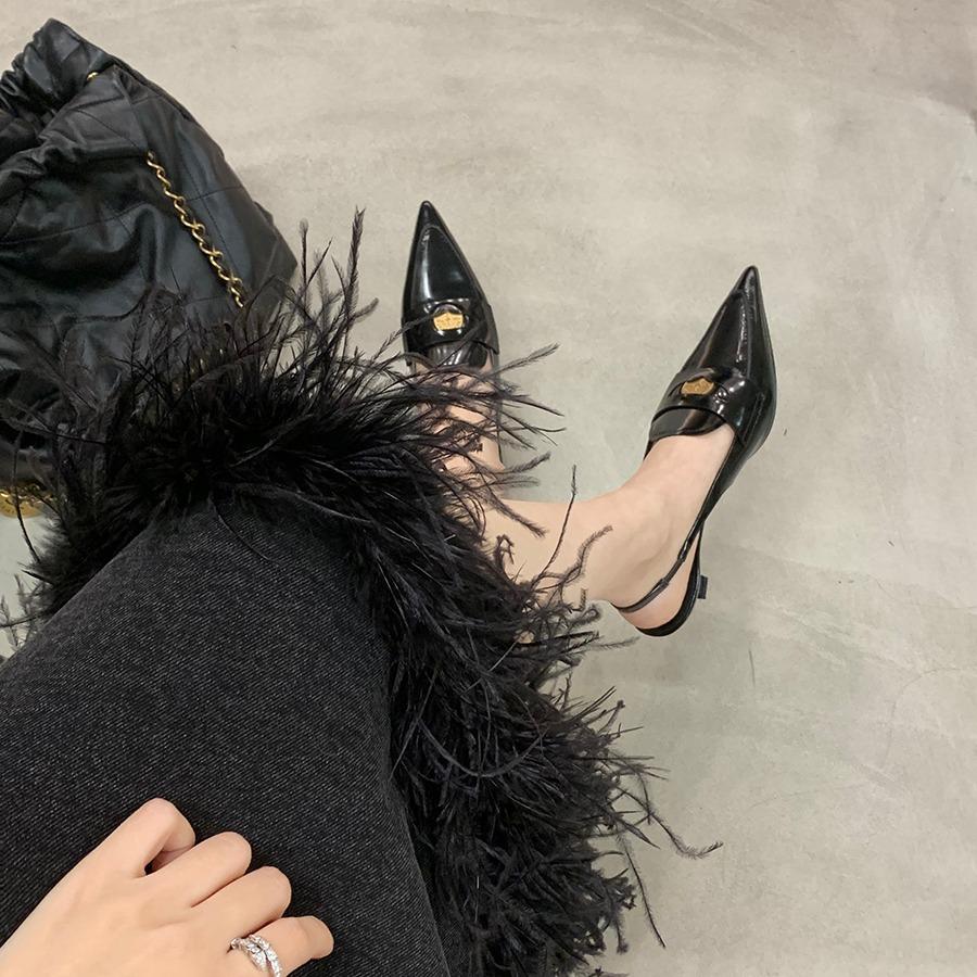 Найди второй волосок! Виноградная мать та же обувь miu home британский стиль кожа сочетание цветов остроносые с открытой пяткой босоножки на высоком каблуке женские