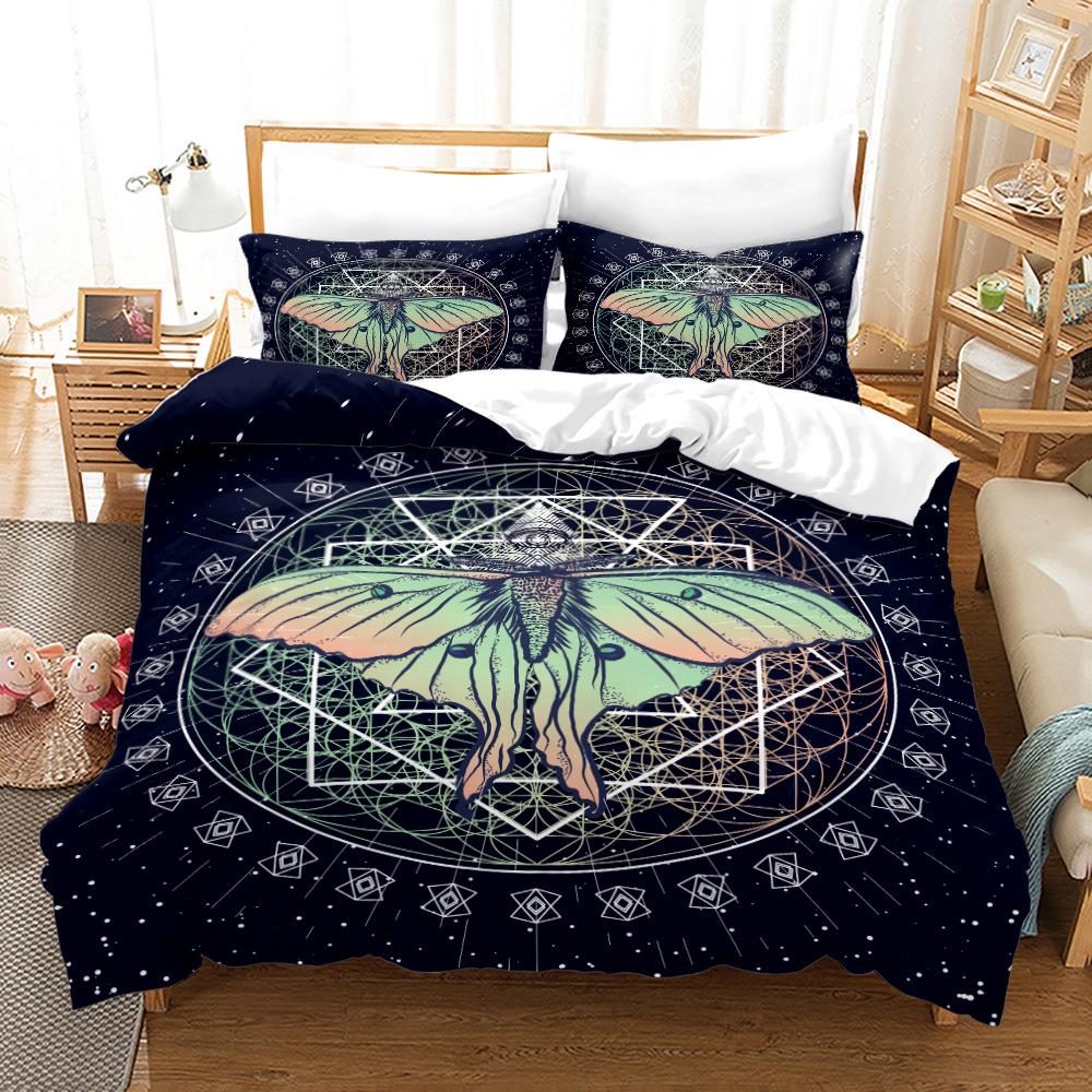 Комплект пододеяльников Death Moth King Queen Size Moon Skull Youth Gothic Insect Print Skeleton Bones Polyester Quilt Cover для детей