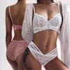Французский кружевной ультратонкий комплект нижнего белья, сексуальный бандажный бюстгальтер пуш-ап, женский бюстгальтер с вышивкой размера плюс, полый дышащий бюстгальтер