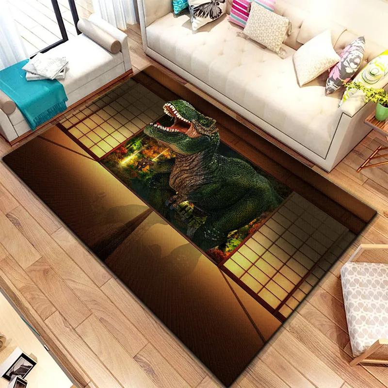 3D Ковер с принтом динозавров Юрского периода для гостиной, спальни, кухни, ванной комнаты, прихожей. Нескользящий придверный коврик, ковер, коврик для йоги