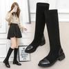 2025 Autumn/Winter Over-the-Knee Slimming Chunky Heel Mid-Calf Boots for Petite Women