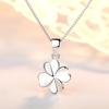 Authentic Four Leaf Clover Charm Box /Link Chain Necklace Ladies Silver Color Lucky Clover Jewelry