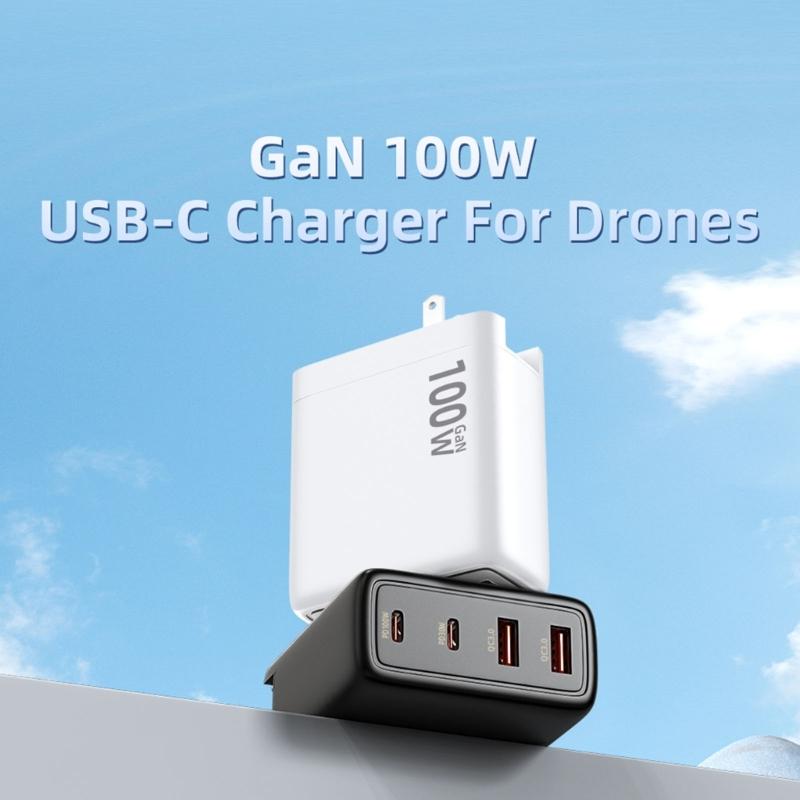 Многопортовый адаптер питания 100 Вт для быстрой зарядки с 4 выходами USB C для ноутбуков, планшетов и телефонов
