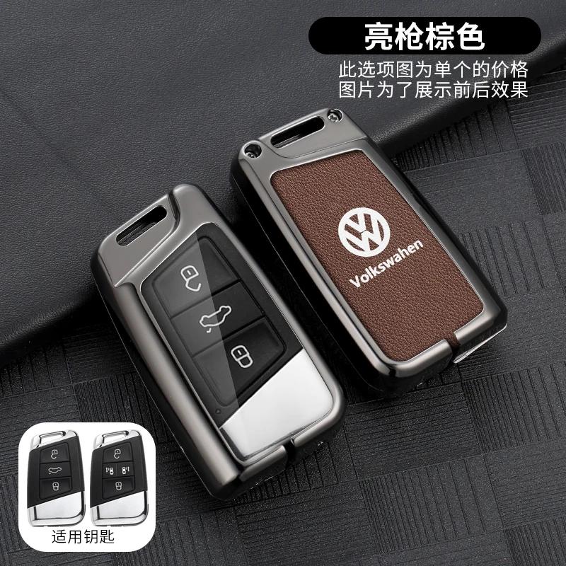VW GTI GOLF 2026 Hot For VW VOLKSWAGEN Zinc Alloy Leather Car Key Case Full Cover Shell Fob For Volkswagen VW Tiguan MK2 Magotan