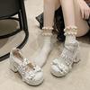 Sweet Spice Waterproof Table High Heel Sandals Summer 2025 New Bow Fashion Versatile Princess Shoes Sandals