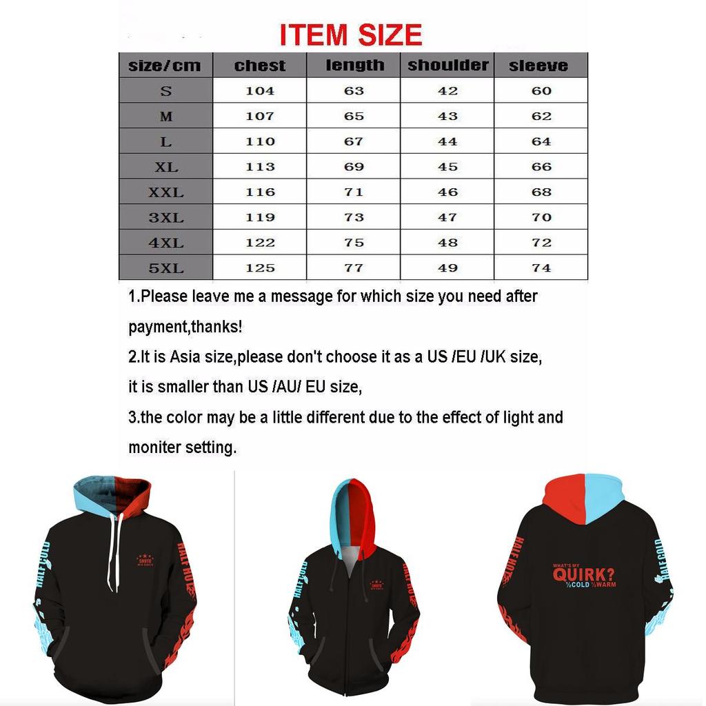 Hoodies Boku No Todoroki Shoto Zip Up Coat Cosplay Outwear