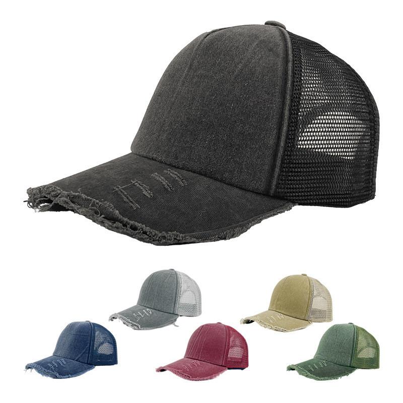 Джинсовая рваная модная бейсболка с дышащим дизайном для повседневного использования