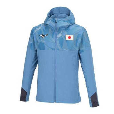Mizuno Худи из аутентичной эластичной ткани с логотипом JAPAN и графикой MUGEN, парижский синий, джерси в стиле игрока, 32MCBPA3,