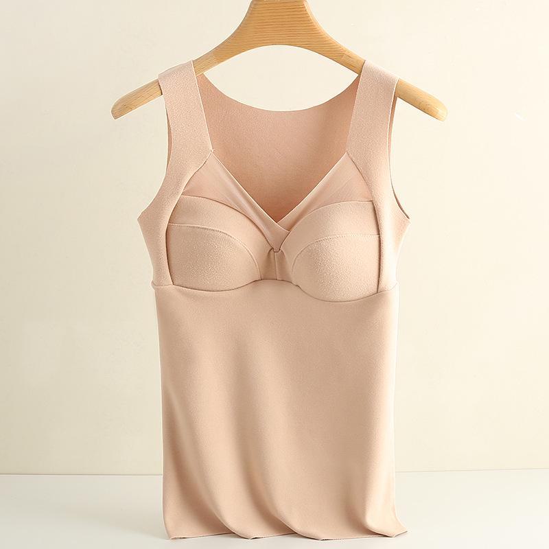 Бесшовный утепленный цельный жилет из немецкого бархата с отделкой без чашек для осени/зимы.