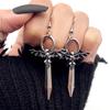 Gothic Vampire Bat Sword Pendant Earrings For Men Fashion Punk Halloween Party Jewelry Gifts Vintage Bat Cross Ear Hooks Trendy