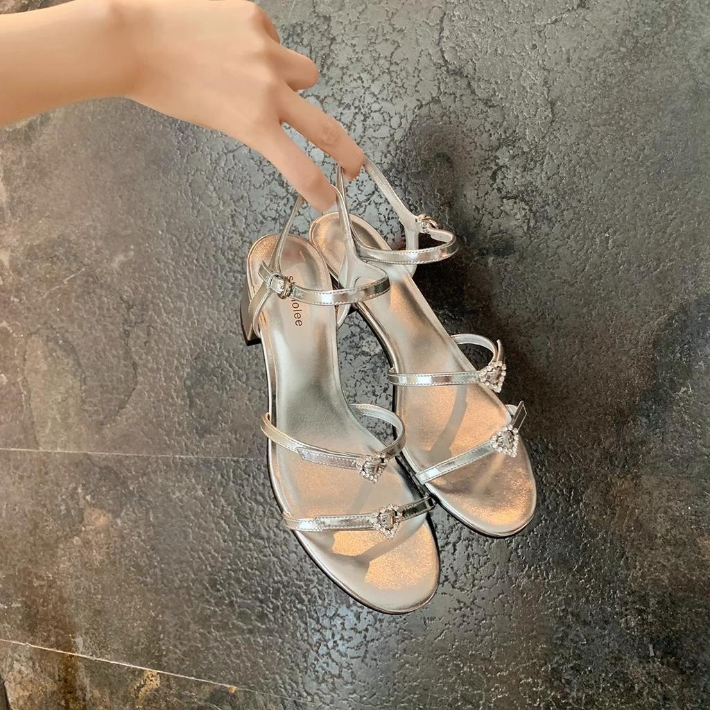 Найди второй волосок! Виноградная мать та же обувь круглый носок двойное слово с любовью бриллиантовая пряжка толстый каблук шлепанцы плоские сандалии женские