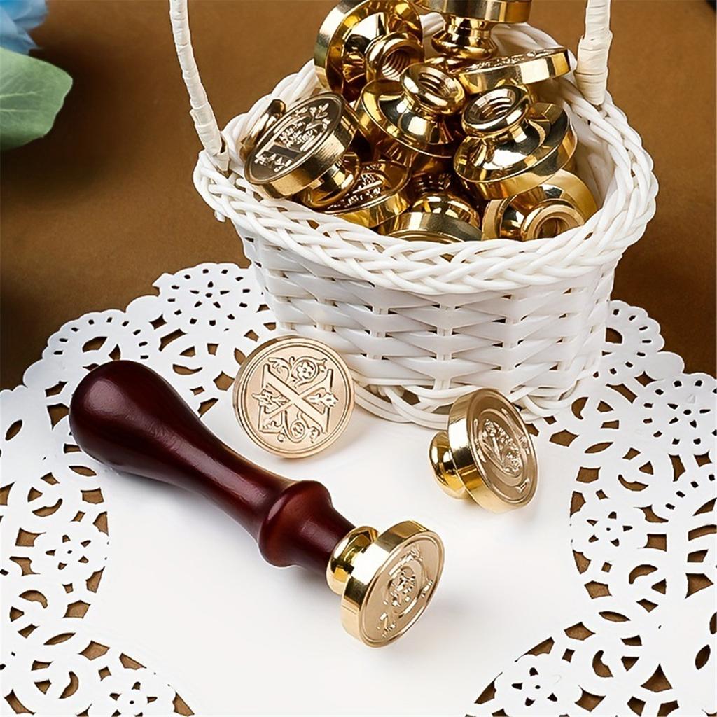 Набор печатей из сургуча, набор для запечатывания, печать с алфавитом, головки для печатей из сургуча с деревянной ручкой для приглашений, открыток, писем