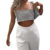 Sexy Women Club Sequin Camisole, Low Cut Suspender Tops Crop Tops Tank for Summer Pub, Women Clothing