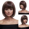 Синтетические парики боб с челкой, короткие прямые натуральные волосы, смешанный коричневый светлый парик для женщин, повседневные вечерние термостойкие волокна