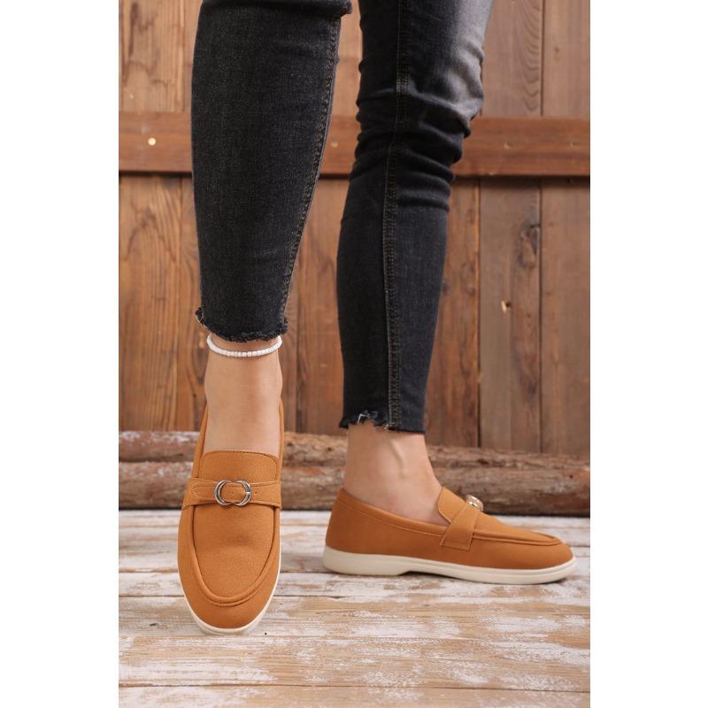 Женские туфли-слипоны на низкой подошве большого размера, ретро, плоские, весенне-осенние, новые, с металлической пряжкой