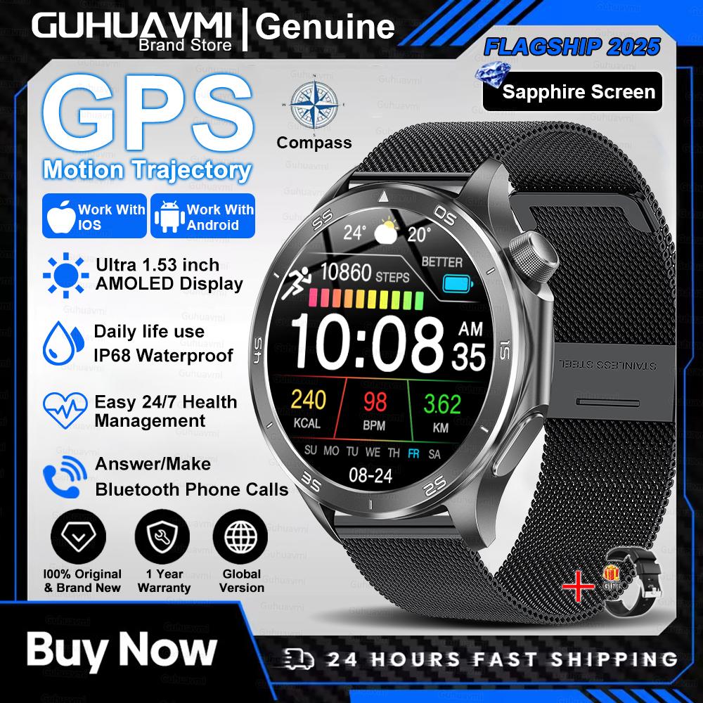 Новые умные часы X2 Модные умные часы для мужчин 1,53'' AMOLED Для улицы GPS Компас Пульсометр IP68 Водонепроницаемые Bluetooth-звонки Умные часы