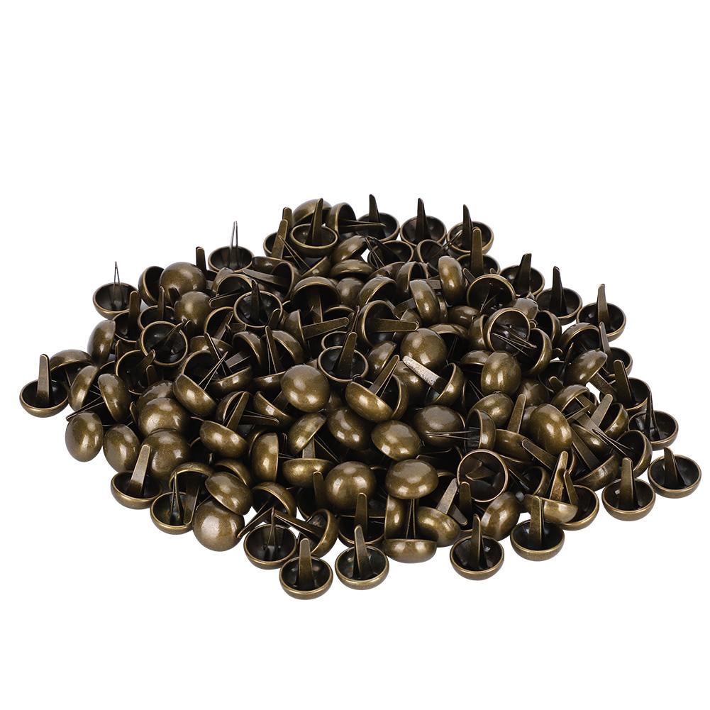 200pcs 15mm Bottom Studs Rivets 2‑Feet Nailheads for Leather DIY Craft Purse Handbag