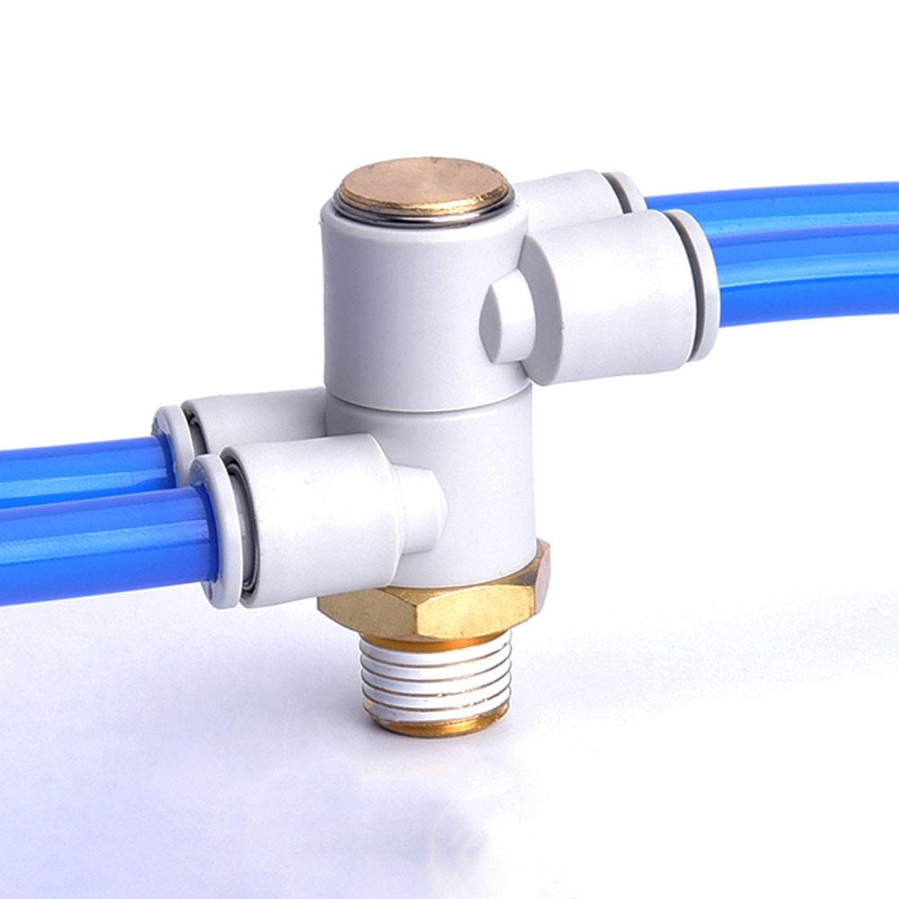 Поворотный 1/8" 1/4" 3/8" 1/2" BSP 4 6 8 10 12мм Колено для трубки 4-ходовой разветвитель Пластиковый Пневматический фитинг для воздушной трубки Быстроразъемный соединитель