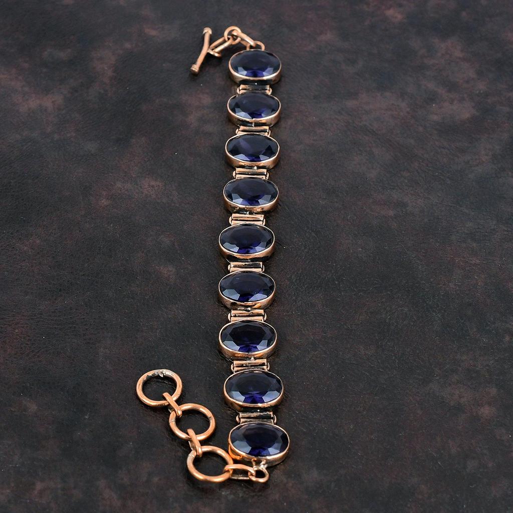 Граненый браслет из африканского аметиста, медный браслет, браслет с регулируемой цепочкой, браслет ручной работы из натуральных драгоценных камней, медные украшения, подарки для матери