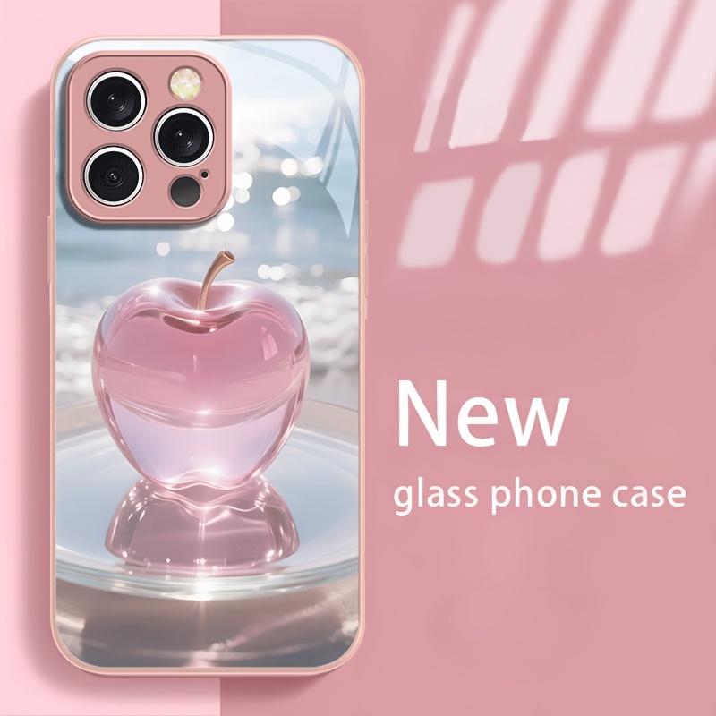 Изысканный розовый кристальный чехол-яблоко для iPhone 17 Pro Max, чехол со встроенным стеклом для iPhone 17 16 15 14 13 12 pm Pro Plus