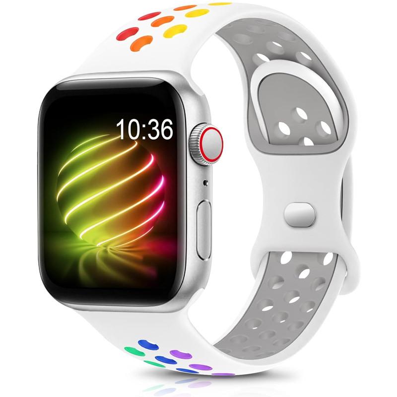Спортивный ремешок с цветными частицами, резиновый ремешок для Apple Watch 49 мм 46 мм 45 мм 44 мм 42 мм 41 мм 40 мм для IWatch 11 10 9 8 7 6 5 4 3 SE