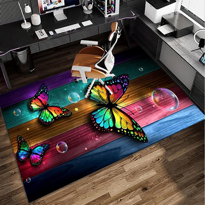 Purple Butterfly Garden Office Rug Chair Mat, Entryway Carpet, Suitable for Front Door, Bedroom, Living Room, Desk, Holiday Gift