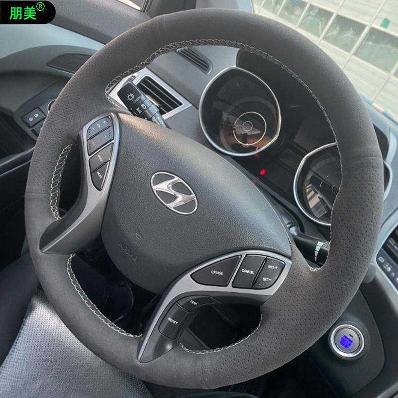 Hand-Stitched Non-Slip Durable suede Car Steering Wheel Cover For Hyundai Elantra Avante i30 2012-2016