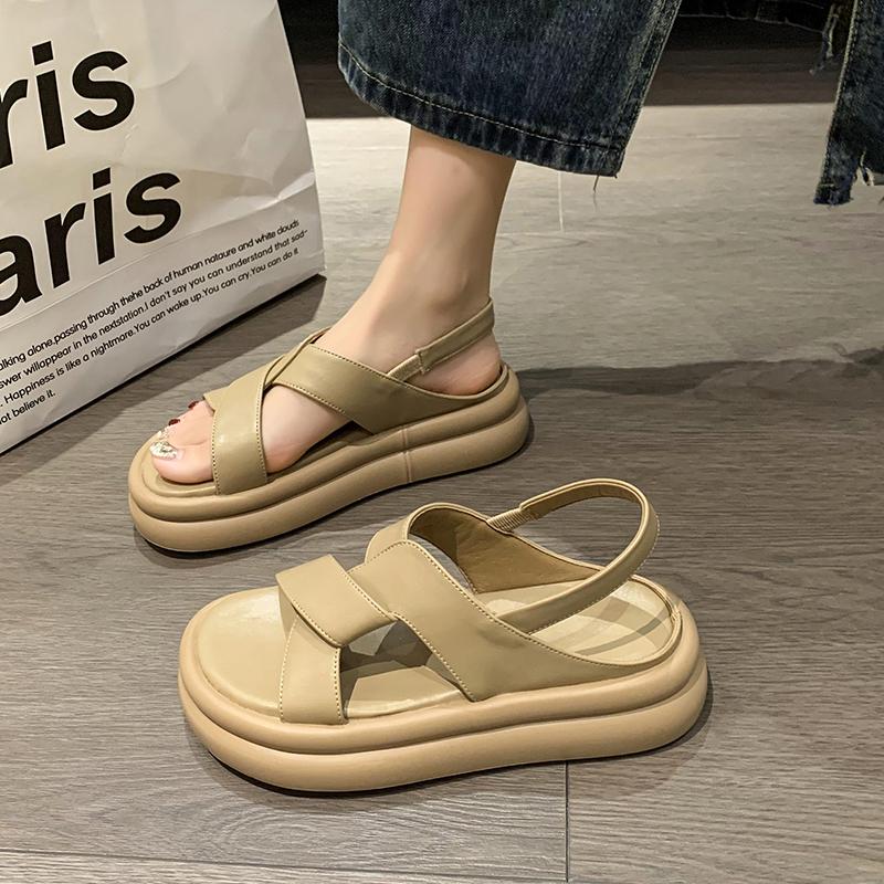 Новые летние повседневные модные кроссовки на платформе, удобные нескользящие женские сандалии на плоской подошве с удлиняющей подошвой