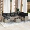 VidaXL 9-Piece Garden Sofa Set with Cushions In Light Grey Rattan 3360373