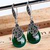 Vintage Women Faux Emerald Ruby Water Drop Dangle Hook Earrings Jewelry Gift