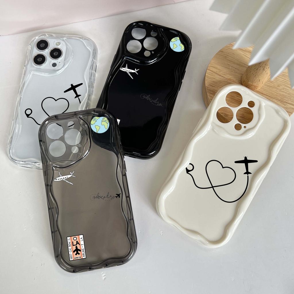 Мягкие волнистые чехлы для телефонов N68 с изображением траектории полета самолета для iPhone 14 Pro Max 13 mini 15 Plus XR 7 8 6 XS Max 12 11, защитный чехол-бампер