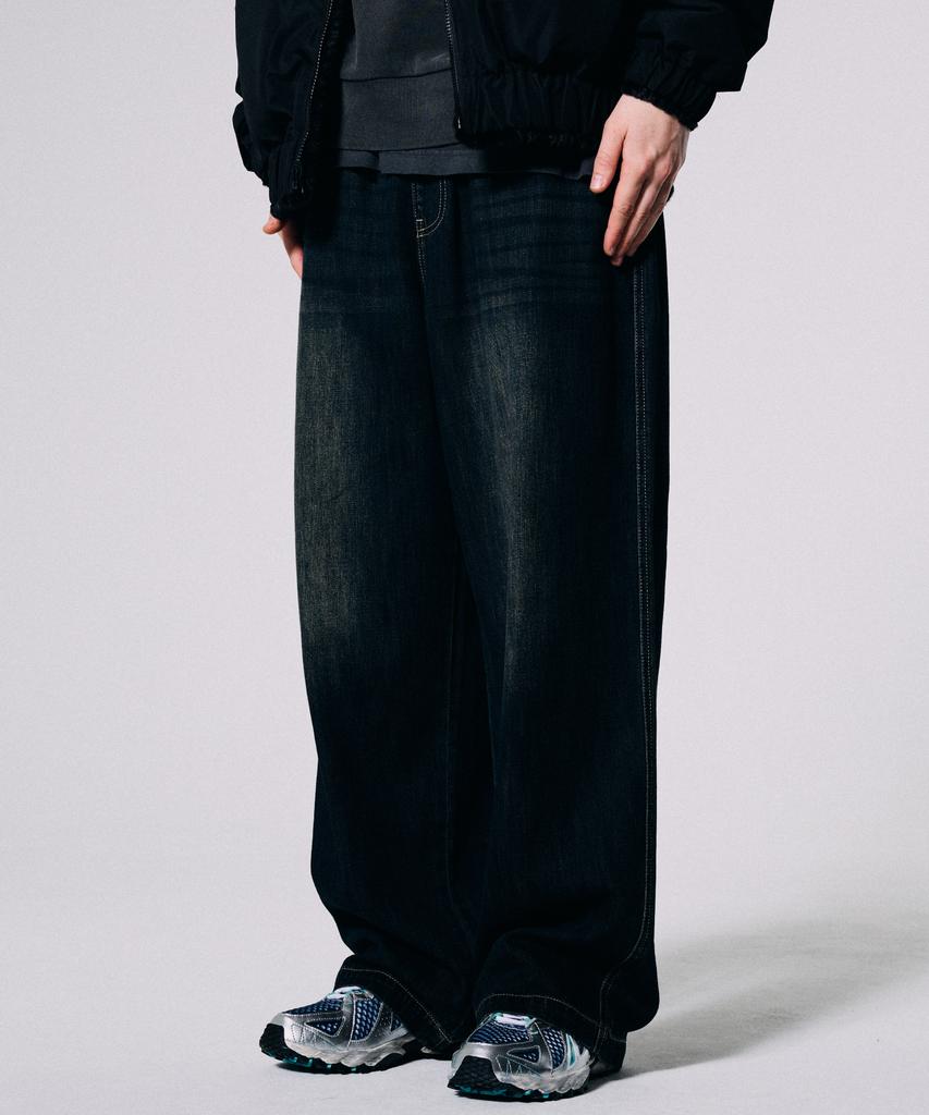 BUNKERBUSTER Cat Sand Washed Wide Denim Pants Mq6Du161_Dark Indigo