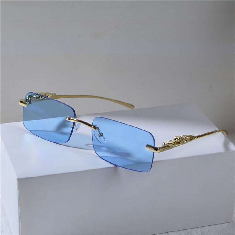 Retro Leopard Head Metal Sunglasses Frameless Sun Glasses Men's And Women's Small Frame Classic Glasses UV400 Eyeglasses