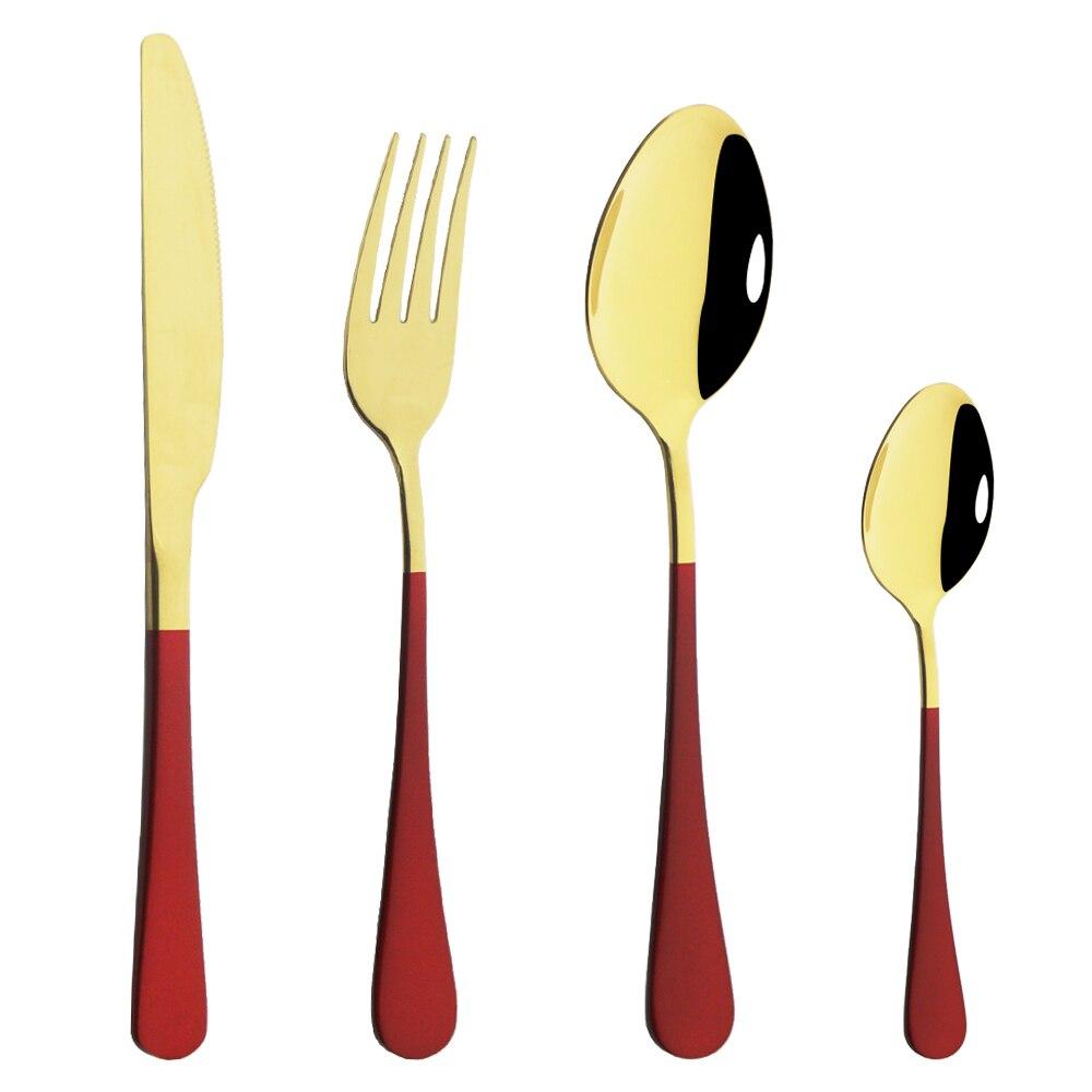 Посуда Западный золотой набор столовых приборов Набор столовой посуды из нержавеющей стали Черное золото Кухонный нож Вилка Набор ложек Столовые приборы Серебро