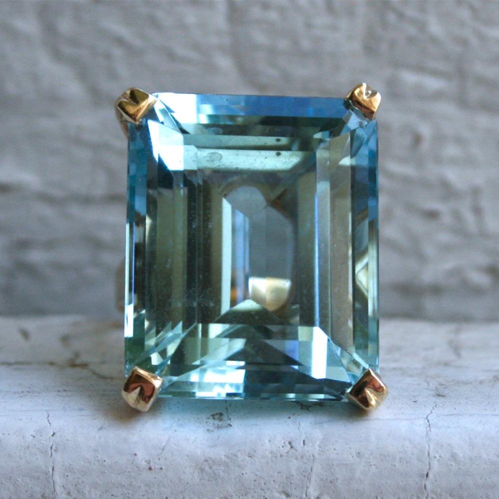Stunning Blue Topaz Ring Princess Square Cut Statement Bridal Jewelry for Women Fashion Accessories