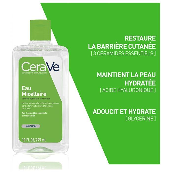Eau Micellaire - Cerave - 295ml - Hydratante - Sans parfum - Peaux sensibles