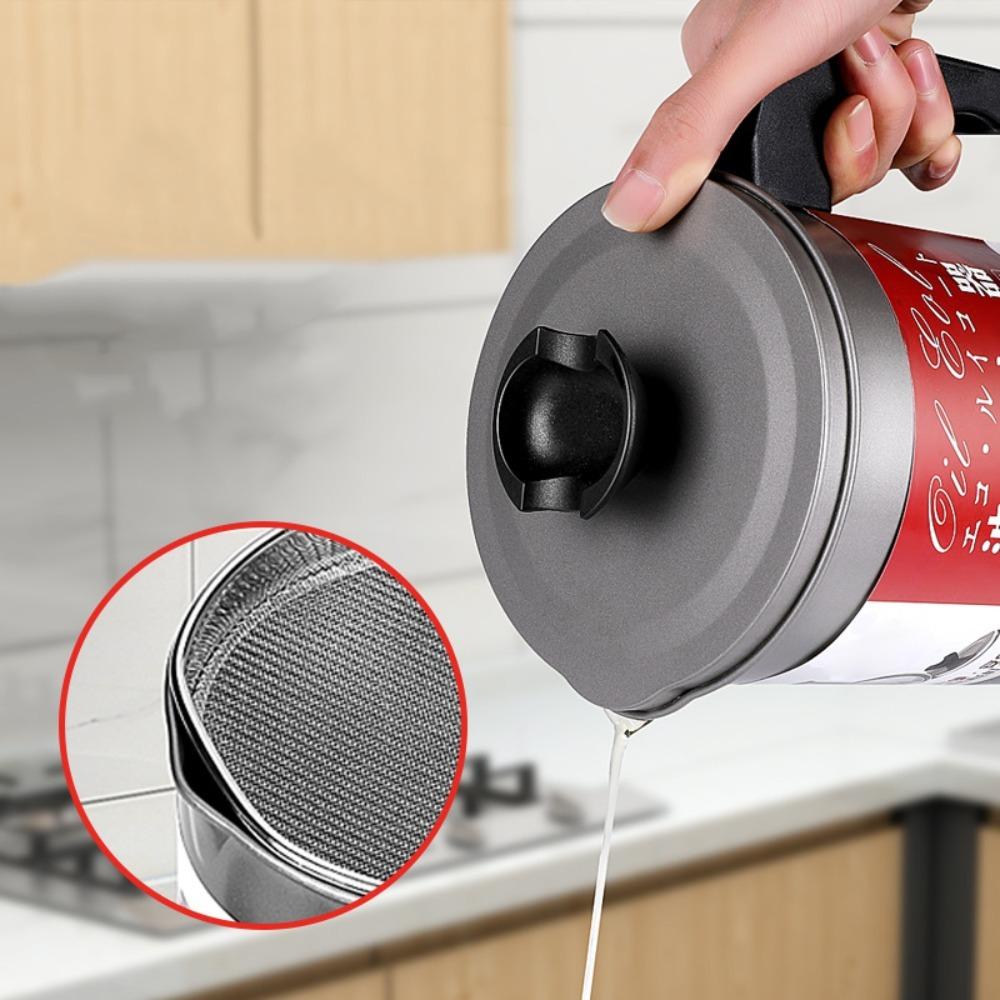 Stainless Steel Oil Storage Container 1.4L/1.7L Grease Strainer Container Kitchen Storage
