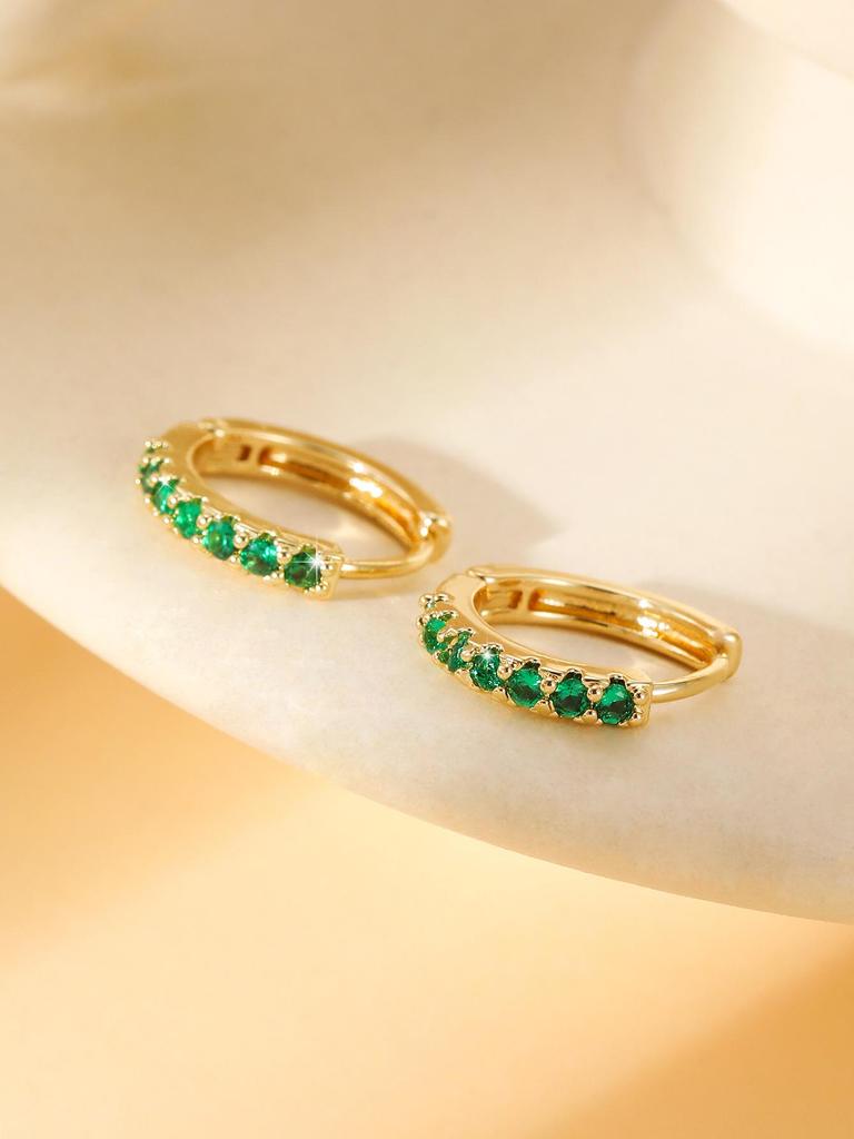 Серьги-кольца из меди с инкрустацией цирконами - Женские классические, универсальные, стильные каффы