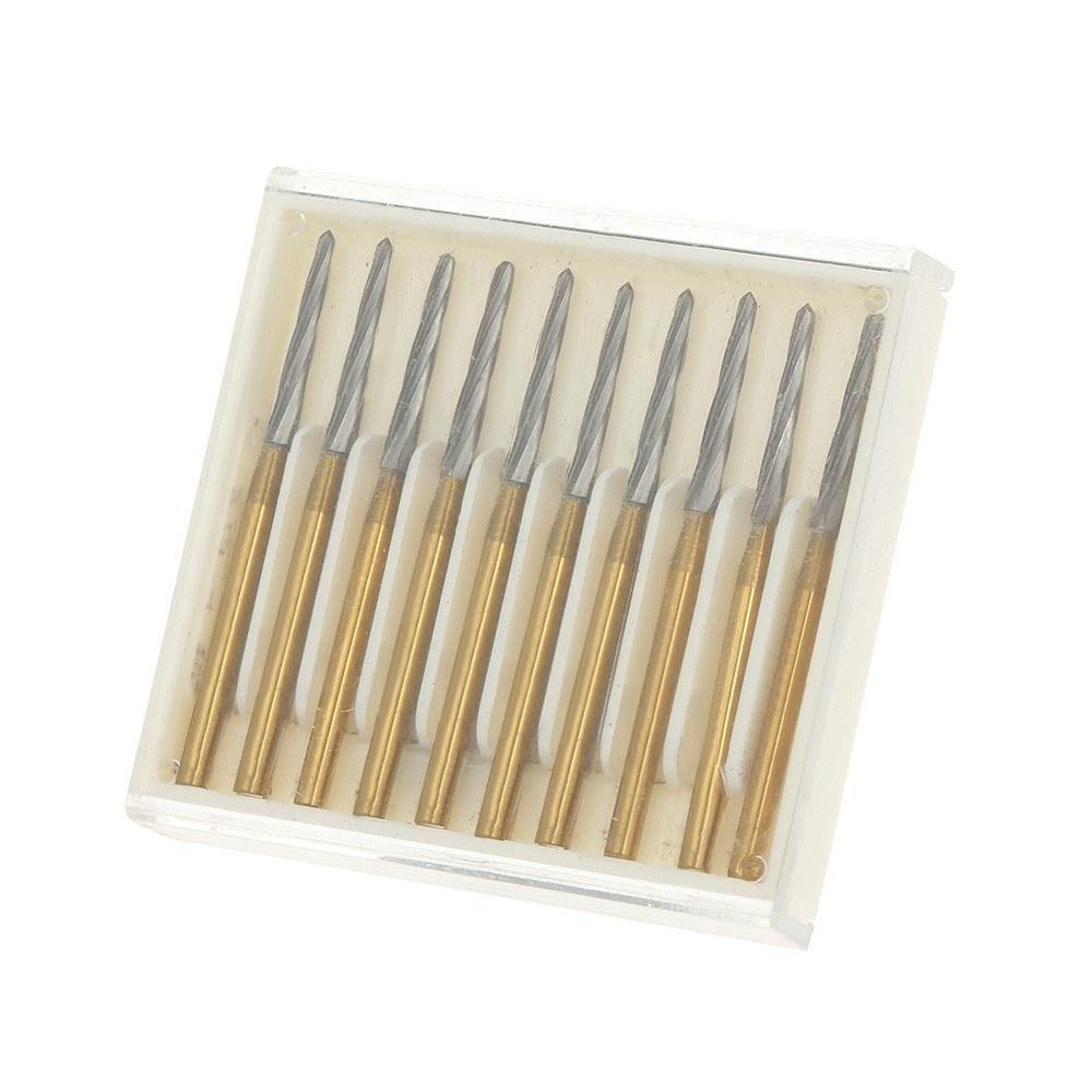 10Pcs Dental Endo-Z Burs Lab Drill Carbide Tungsten Steel Trim Finishing High Speed FG Endo-Z 21mm/25mm/28mm