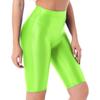 Womens Glossy High Waist Shorts Elastic Waistband Short Leggings Swimwear Workout Sports Bottoms