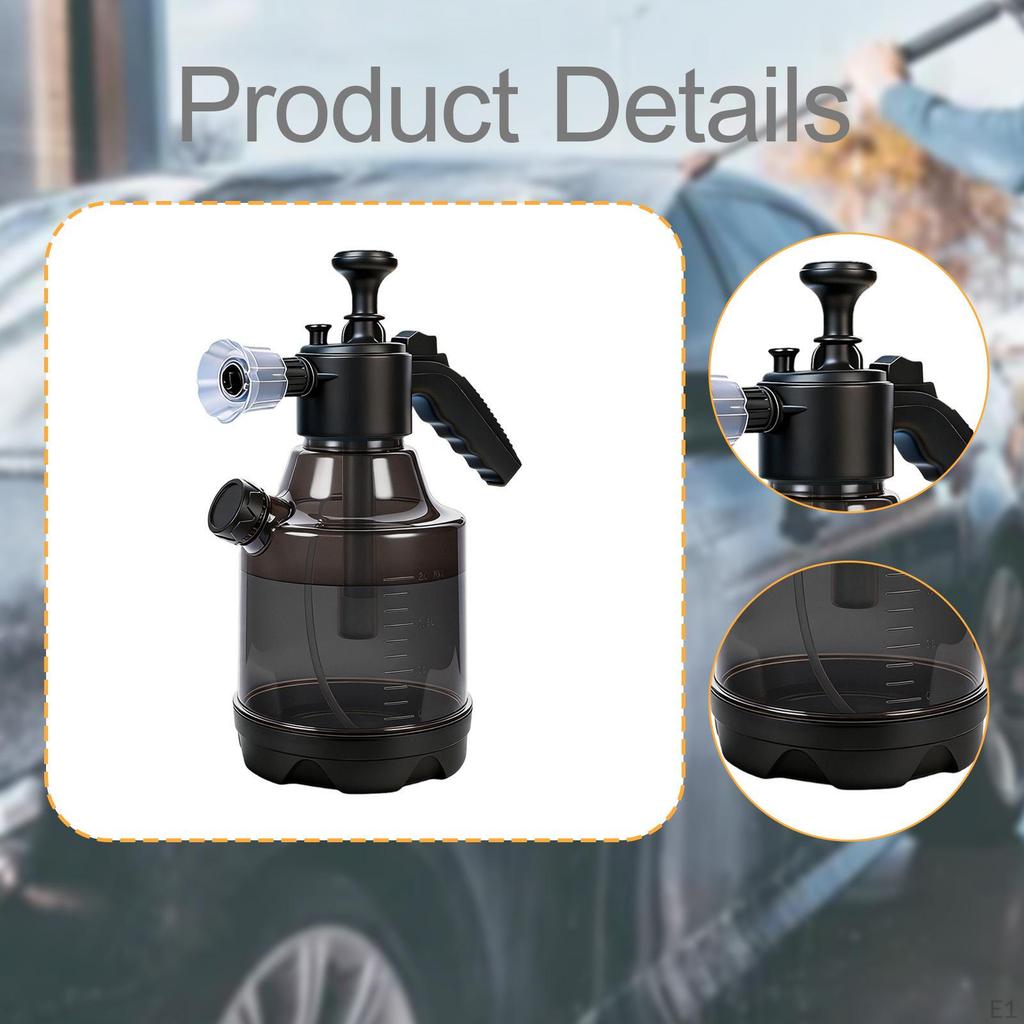 Hand Pump Foam Sprayer Car Wash Spray Bottle Portable with Two Adjustable Nozzles for Lawn