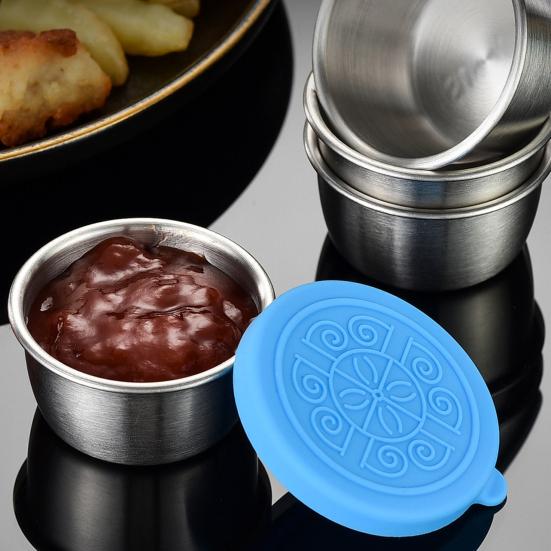 Sauce Container Good Sealing with Cover Stainless Steel Condiment Container
