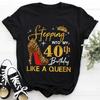 40 Ans 40th Years Birthday Футболка Женская Графическая Унисекс Футболка Stepping Into My 40th Birthday Like A Queen Женская Футболка Верхняя Одежда