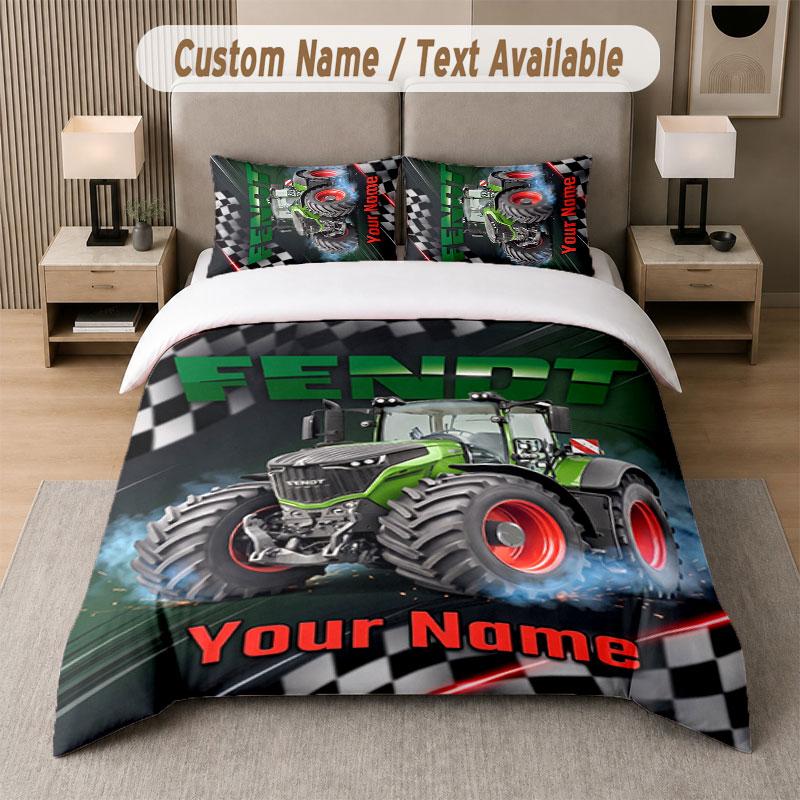 Custom Bedding Set Fendt Pattern, Print Name Text 1 Duvet Cover plus 2 Pillowcases Home Textile
