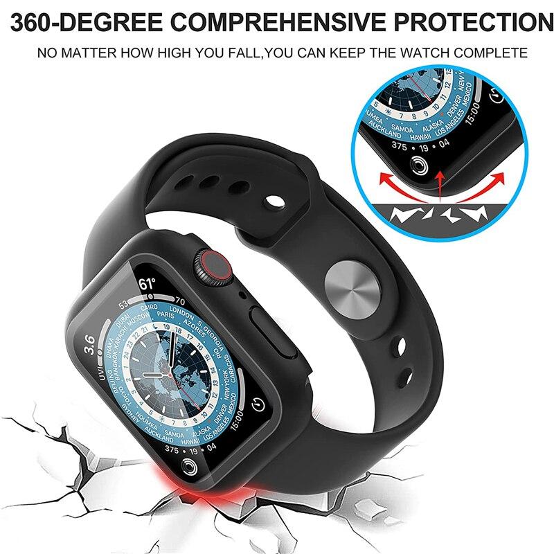 Стекло+Чехол для Apple Watch корпус 9 8 7 6 SE 3 iWatch Аксессуар Защитное стекло Apple watch series 44мм 40мм 38/42мм 45мм 41мм