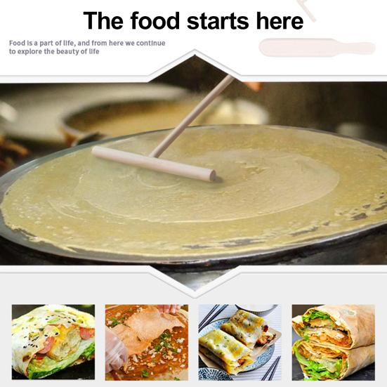 1 Set Pancake Spatula Non-stick Wooden Crepe Spreader Durable Convenient Pancake Tool for Home Kitchen