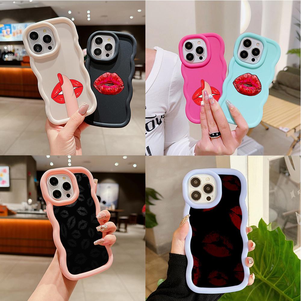 Ae87 Lips Kiss Digital Art Protective Phone Cases for Samsung S24 Plus S23 Ultra A14 A55 A06 Honor X9b Motorola OnePlus Big Wave TPU Back Cover